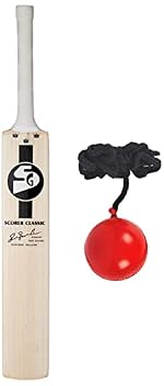 SG Scorer Classic Kashmir Willow Cricket Bat (Size: Size 6,Leather Ball) & Iball with Cord, Adult- Amazon