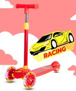 Miss & Chief Adjustable Scooter with LED Lights, Foldable Design, Extra Wide Brakes (Red)- Flipkart