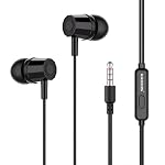 Kratos E02 Black Wired Earphones with 3.5mm Jack in-line Mic Control for Clear Calling & Music, Multi-Functional Controller,Sweat Resistant,Comfort Fit Wired Ear Phones,Compatibility with All Mobiles- Amazon