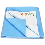 OYO BABY Baby Dry Sheet 70×50 cm Small, Waterproof Mattress Protector for Newborns, Extra-Absorbent Quick-Dry Fleece Underpad, Soft, Reusable, Anti-Pilling, Travel-Friendly Bedding –Blue- Amazon