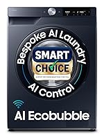 Samsung Smart Choice 9 kg, 5 Star, AI Control, AI Ecobubble, Super Speed, Wi-Fi, Hygiene Steam with Inbuilt Heater, Digital Inverter, Fully-Automatic Front Load Washing Machine (WW90DG6U24ASTL, NAVY)- Amazon