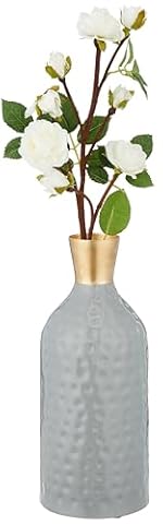 Solimo Flower Vase with Rust-Resistant Coating | Stylish and Easy-to-Clean Finish | Compact Design for Modern Décor | Bottle vase – Grey- Amazon