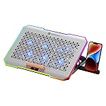 Portronics My Buddy Air Pro Laptop Cooling Pad with 6 Cooling Fans, 5-Level Angle & Height Adjustable, 10 RGB Light Modes, Mobile Stand, USB Powered, for Upto 17 Inch Laptops (Grey)- Amazon