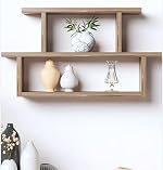 Furniture Café Modern Wooden Wall Mounted Shelf – Multi-Tier Display Rack for Living Room, Bedroom, and Office Décor (Brown)- Amazon
