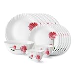 Larah by Borosil Belle Fluted Series Opalware Dinner Set | 19 Pieces for Family of 6 | Microwave & Dishwasher Safe | Bone-Ash Free | Crockery Set for Dining & Gifting | Plates & Bowls | White- Amazon
