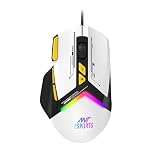 Ant Esports GM333 Smartchoice Wired Gaming Mouse, 12800 DPI Optical Sensor, Ergonomic Design, RGB Lighting, Huano Switches, 1.5M Braided Cable, Inbuilt Software Support, Black/White/Yellow- Amazon