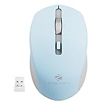 ZEBRONICS Zeb-Jaguar Wireless Mouse, 2.4GHz with USB Nano Receiver, High Precision Optical Tracking, 4 Buttons, Plug & Play, Ambidextrous, for PC/Mac/Laptop (Light Blue+Grey)- Amazon