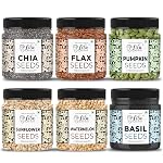 LILA DRY FRUITS 6 Superseed Combo (Basil, Chia, Sunflower, Watermelon, Pumpkin & Flax) 6 x 150 Gms Healthy Combo for Immunity Weight Loss Mix Seeds for Diet Superfood Snacks Perfect for Gifting- Amazon