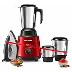 Longway Super Pro Mixer Grinder with Kwid 1100W Dry Iron | 500 Watt Powerful Motor | 3 Jars for Grinding, Mixing, Juicing | 2 Years Warranty (Red & Wine, Combo Offer)- Amazon