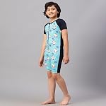 Viva Swimming OKSS-359 Swimwear Suit, Half Sleeves 1 Piece Swimming Wear, Swimming Costume for Kids for Swimming, Diving, Cycling, Aerobics- Amazon