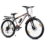 Leader Beast 26T IBC Premium 7 Speed Cycle for Men with inbuilt Carrier | City/Mountain Bike with Front Suspension & Dual Disc Brakes | Gear Bicycle for Men | Ideal for 10+ Years – Matt Black- Amazon