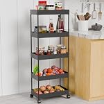 TEX-RO Plastic Storage Rack for Bedroom/Shelf for Bedroom/Bathroom Storage Rack/Trolley for Kitchen Storage/Multipurpose Storage Rack (Black, 5 Layer)- Amazon