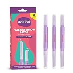 Evereve Face & Eyebrow Razor for Women, Pack of 3, Dual-Blade Head for Shaving with Precision & Coverage, German Steel Blades, Instant Painless Hair Removal, For All Skin Types, Dermaplaning Tool- Amazon