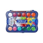 Doms 24 Shades 30mm Water Colour Cakes | Easy To Use Palette Lid | Organic Rich Colour Pigments | Free Brush Inside | Non-Toxic & Safe For Kids | Pack of 1- Amazon