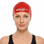 Boldfit Silicone Swimming Cap for Men, Women & Kids – Easy Fit, Long Hair – Red- Amazon