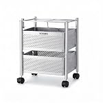 Solimo 360° Revolving Preassembled Heavy-Duty 2 Layer Square Portable Trolley with Wheels | Multipurpose Storage Racks | Books, Fruits and Vegetables (Matte,Silver)- Amazon