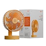 Orient Electric Elfie Rechargeable Personal Fan | 90° Adjustable Airflow | 1800 mAh Battery | 4 Speed Modes | Quiet Operation | USB Type-C Charging | Compact Mini Fan | Tangerine Orange- Amazon