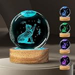 GITGRNTH 3D Crystal Ball Lamp with 16 Colors Changing LED Wooden Base – Solar System Night Light, Galaxy Lamps, Galaxy Crystal Ball Light with USB (16 Color Hand Cat)- Amazon
