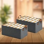 SITTELLA Foldable Storage Box Pack of 2 for Clothes with Handles, Space Saving Closet Organizer Box for Wardrobe, Drawer Storage Box for Clothes, Toys, Books & Blankets (Grey)- Amazon