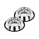 Madhabi Stainless Steel Pet Bowl Set for Dogs and Cats, Size 5, Non-Slip Rubber Base, Rust-Free Food and Water Feeding Bowls, Chew-Proof No-Tip Design for Home and Outdoor Use – Pack of 2- Amazon