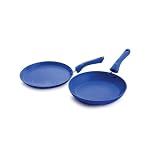 Crystal Marbo Plus Induction Bottom 2 Pc Nonstick cookware Set | Tawa 250 mm + Fry Pan 225 mm | Thickness: 3mm | 5 Layer Coating | Metal Spoon Friendly | Blue- Amazon