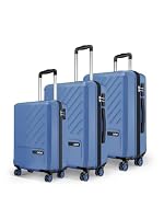 Safari Symphony Set of 3 Trolley Bag Hard Case Polypropylene, 8 Spinner Wheels, 360 Degree Wheeling Carry on Luggage, Travel Bag, Suitcase for Travel, Trolley Bags for Travel, Steel Blue- Amazon