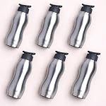 Clazkit Platina 750ml Sporty Stainless Steel Water Bottle Set of 6 |ISI Certified |Leakproof, Rust-Free, BPA-Free, Durable for College, Fridge, Sports, Gym, Yoga & Office – Easy to Clean & Reusable- Amazon