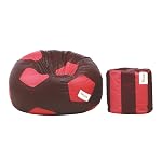Sattva Combo Football Bean Bag Cover and Round Footstool Cover (Without Beans) – Maroon Pink- Amazon