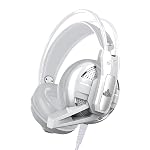 Ant Esports H520W Gaming Headset with Mic, 50mm Bass Drivers, Wired 3.5mm Over Ear Headphones, Noise Isolating, Lightweight Comfortable Headset for PC, PS4, Xbox One, Switch, Mobile Gaming (White)- Amazon