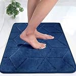 Status Contract Memory Foam Bath Mat Rug, Ultra Soft and Non-Slip Bathroom Rugs, Water Absorbent and Machine Washable Bath Rug for Bathroom, Shower, and Tub, 16″ x 24″ (Blue), Rectangular- Amazon