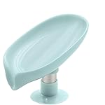 Self-Draining Soap Dish (Set of 1) – Modern Leaf Design with Drainage Holes, Leak-Proof & Durable Plastic for Bathroom or Kitchen Sink, Easy to Clean (Blue)- Amazon