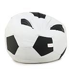 SATTVA XXXL Football Bean Bag Filled with Beans | Faux Leather Bean Bag for Adults & Kids | Pre-Filled Comfortable Seating for Living Room, Bedroom, Home & Office – White & Black- Amazon
