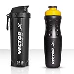 Vector X Energy Shaker & Active Bottle for Protein Shake Gym Sipper Shaker 750 ml (Pack of 2, Black, Plastic)- Amazon