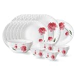 Larah by Borosil Belle Fluted Series Opalware Dinner Set | 27 Pieces for Family of 6 | Microwave & Dishwasher Safe | Bone-Ash Free | Crockery Set for Dining & Gifting | Plates & Bowls | White- Amazon