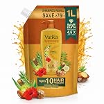 Dabur Vatika Ayurvedic Shampoo Refill Pouch – 1 L | Damage Therapy | Power of 10 Ingredients for Solving 10 Hair Problems | No Parabens | For All Hair Types- Amazon