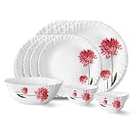 Larah by Borosil Belle Fluted Series Opalware Dinner Set | 13 Pieces for Family of 4 | Microwave & Dishwasher Safe | Bone-Ash Free | Crockery Set for Dining & Gifting | Plates & Bowls | White- Amazon