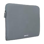 Amazon Basics Laptop Bag Sleeve Case Cover Pouch for 15-Inch, 15.6-Inch Laptop for Men & Women | Slim Profile Neoprene, Soft Puffy Fabric Lining, 360° Protection, Smooth & Premium Zipper (Grey)- Amazon