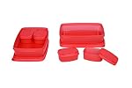 Signoraware Plastic Compact Lunch Box Set, 1.05 litres, Set of 2, Water Melon Red- Amazon