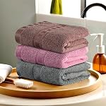 Urbane Home Pack of 3 Cotton Hand/Face Towels for Men & Women | Easily Washable | Workout Gym Napkins for Men | Pocket Towel – Grey-Pink & Brown- Amazon