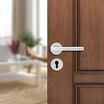amazon basics Door Handle for Main Door | Main Door Handle |5.6 inch Length of Handle for Grip | Brass | crom Finish | Zinc Alloy- Amazon