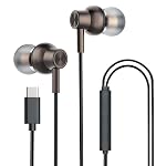 Kratos Tune V6 C Type Earphones Wired, Deep Bass Drivers Earphone, Inline Control Type c Headphones with Mic, Comfort Fit Type c Earphone with Volume Control,Metallic C pin Earphones (Brown)- Amazon