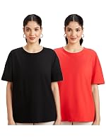 Symbol Women Cotton Stretch Oversized Fit Round Neck Half Sleeve T-Shirt (Available in Plus Sizes)- Amazon
