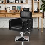 Stylish Beauty Parlour/Salon/Barber/Cutting/Makeup Chair with Push Back System & Hydraulic System Leather cushoin seat Back (Black, Standard)- Amazon