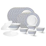 Larah by Borosil Juliet Fluted Series Opalware Dinner Set | 28 Pieces for Family of 6 | Microwave & Dishwasher Safe | Bone-Ash Free | Crockery Set for Dining & Gifting | Plates & Bowls | White- Amazon