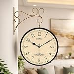 Amazon Brand – Solimo 10-Inch Vintage Station Analog Clock One Side Roman and Other Side Numeral Dial (Black with Brass Finish)- Amazon