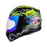 Steelbird SBA-1 Angry Dog ISI Certified Full Face Graphic Helmet for Men and Women (Medium 580 MM, Glossy Black Neon with Night Vision Blue Visor)- Amazon