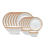 Larah by Borosil Ragina Kohinoor Series Opalware Dinner Set | 19 Pcs for Family of 6 | Microwave & Dishwasher Safe | Bone-Ash Free | Crockery Set for Dining & Gifting | Plates & Bowls | White- Amazon