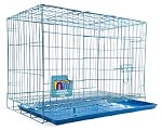 Midwest Dog Crates Cage Kennel 24 Inch – Age 2-4 Month & Adult Cats Crate (24Lx17Wx18H) – Sturdy Metal Construction – Portable & Foldable Design – Blue Color- Amazon