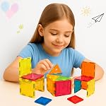 Kidsmate 16-Pcs Magnetic Tiles Set | Brain Boosting Fun & Educational STEM Learning Toy | Strong Magnetic Blocks for Creative Building | Colorful Magnetic Tiles for Boys & Girls 3-8 Yrs – Multicolor- Amazon