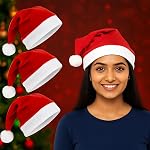 Christmas Santa Cap (Pack of 3) | Free Size | Soft & Comfortable Festive Cap for Kids and Adults | Ideal for Parties, School Events, Photoshoots & Holiday Dress-Up | Christmas Gift for Kids- Amazon